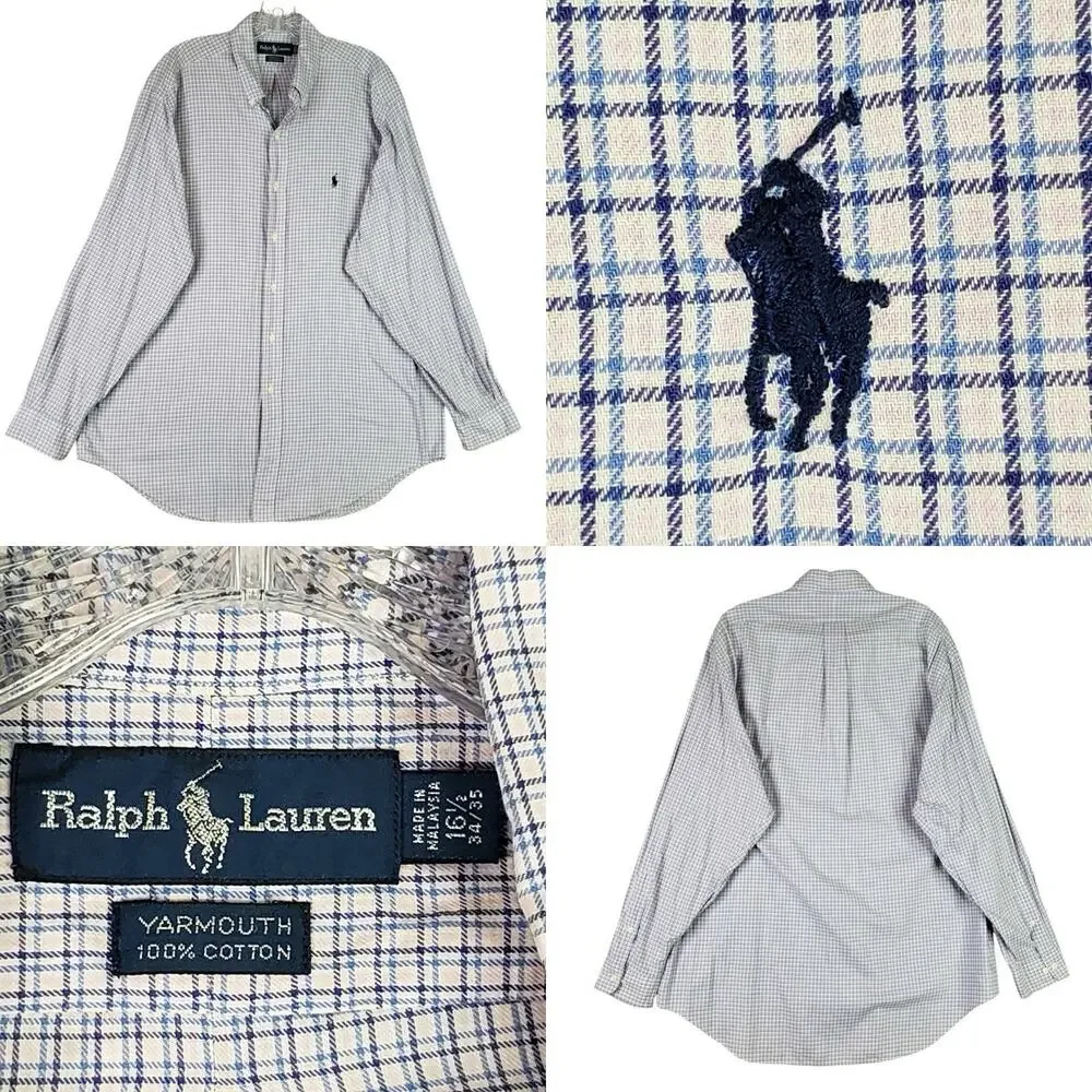 Polo Ralph Lauren Shirt Pink Plaid Button Down LS Mens Size XL 16 Yarmouth